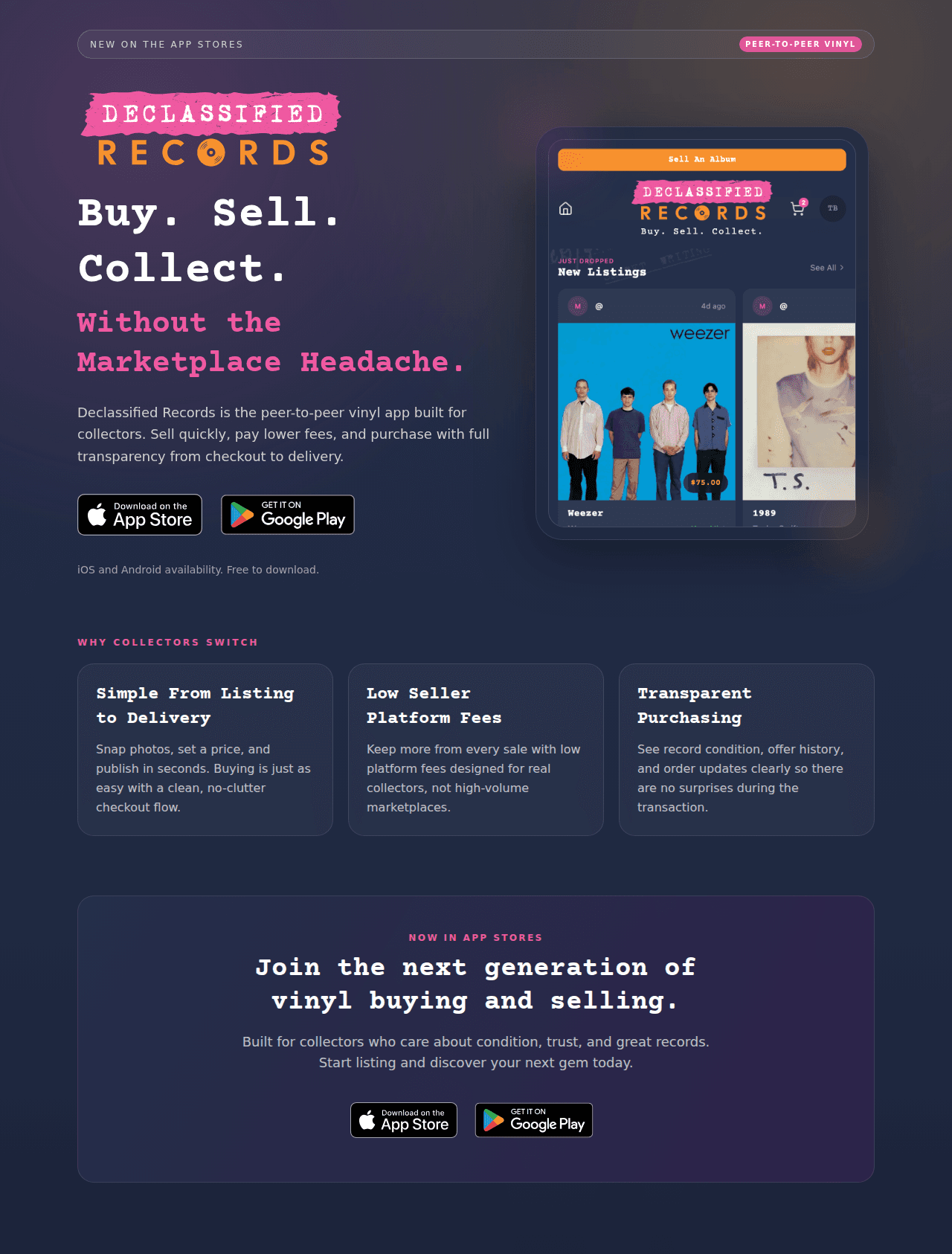 Declassified Records website screenshot